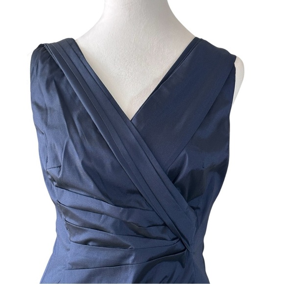 TALBOT RUNHOF Deep Blue Midi Sheath Dress with V-neck Sleeveless MSRP 1,295.00 - Picture 4 of 9